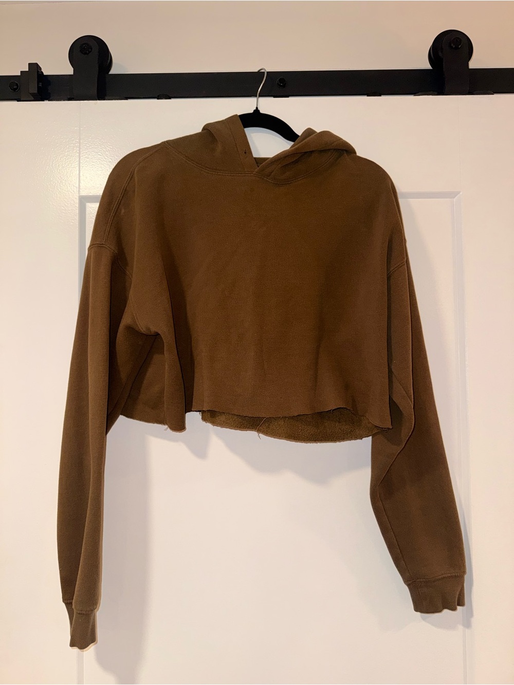 Urban Outfitters Cropped Hoodie in Army Green